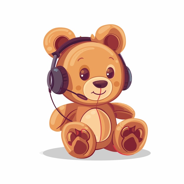 Vector teddy_luistert_flat_vector_illustratie