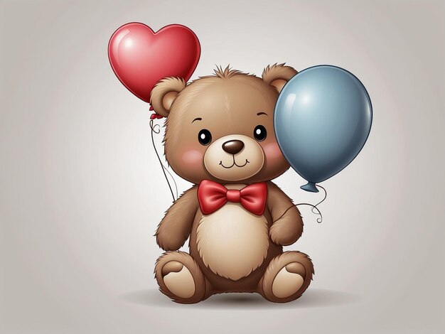 Teddy met hartvormige ballon Vector