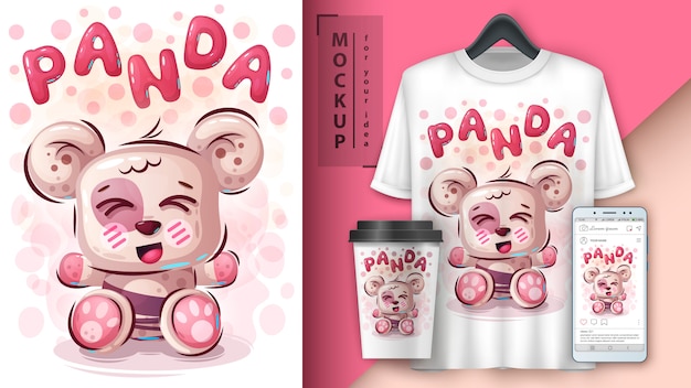 Teddy panda poster en merchandising