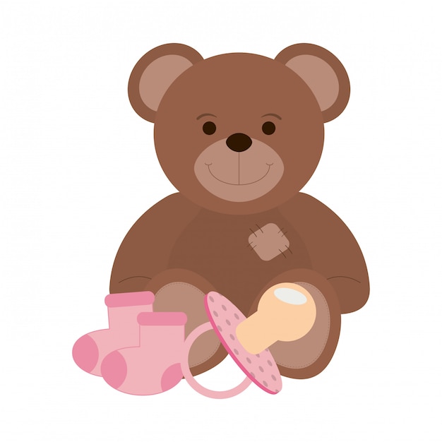 Teddy and socks with pacifier