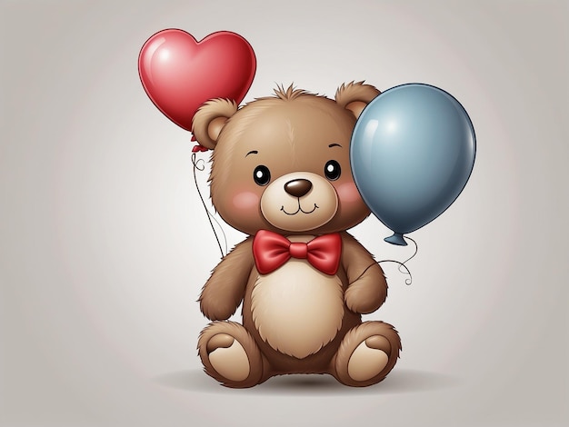 Teddy con un palloncino a forma di cuore