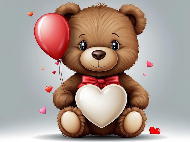 Teddy con un palloncino a forma di cuore