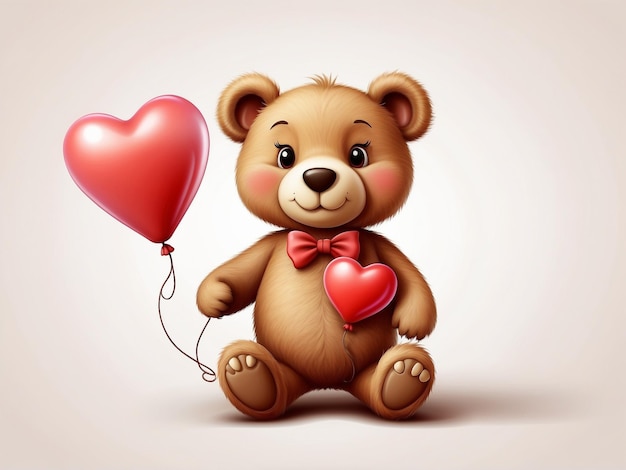 Teddy con un palloncino a forma di cuore