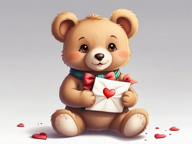 Teddy With love letter Vector