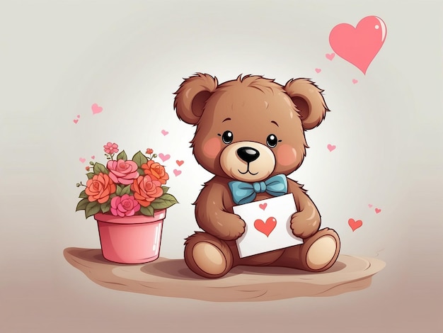 Teddy With love letter Vector