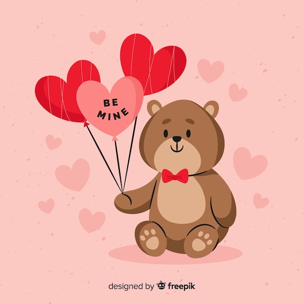 Teddybeer bedrijf ballonnen valentine achtergrond