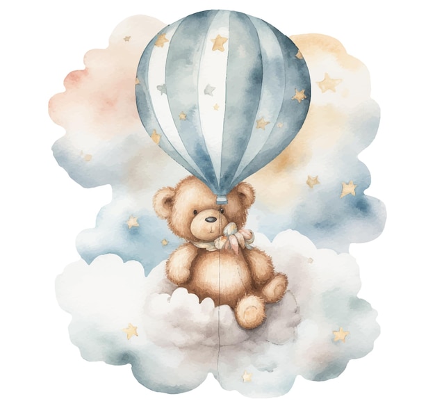 Teddybeer in een ballon met sterren