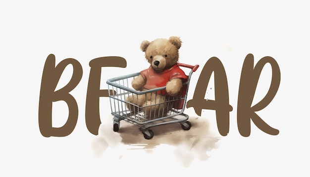 Teddybeer in een winkelwagen Vector illustratie