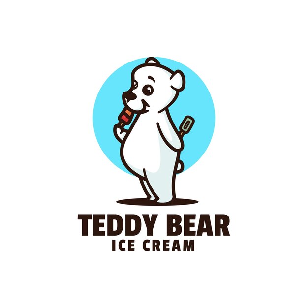 Teddybeer mascotte Cartoon stijlsjabloon logo