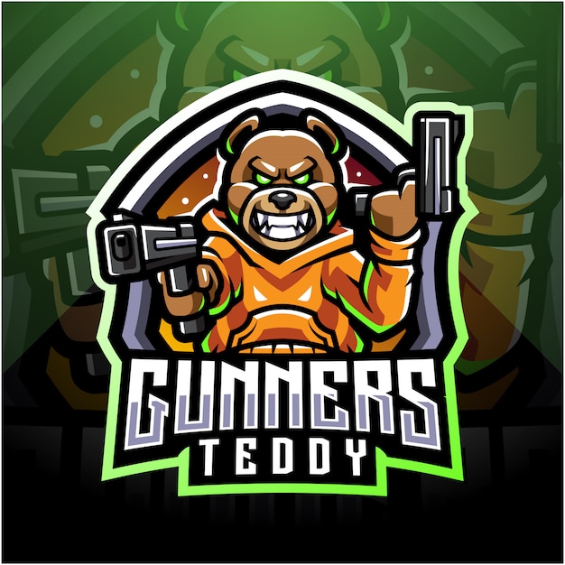 Teddybeer schutter esport mascotte logo