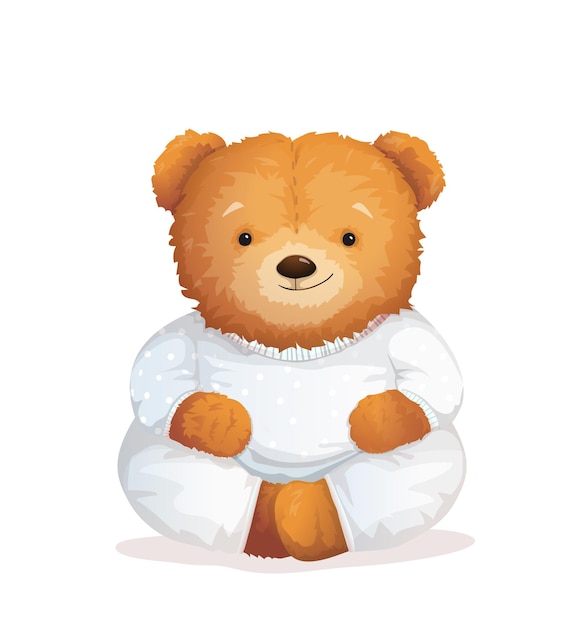 Teddybeer zittend in pyjama schattige zachte baby kinderen voor t-shirt