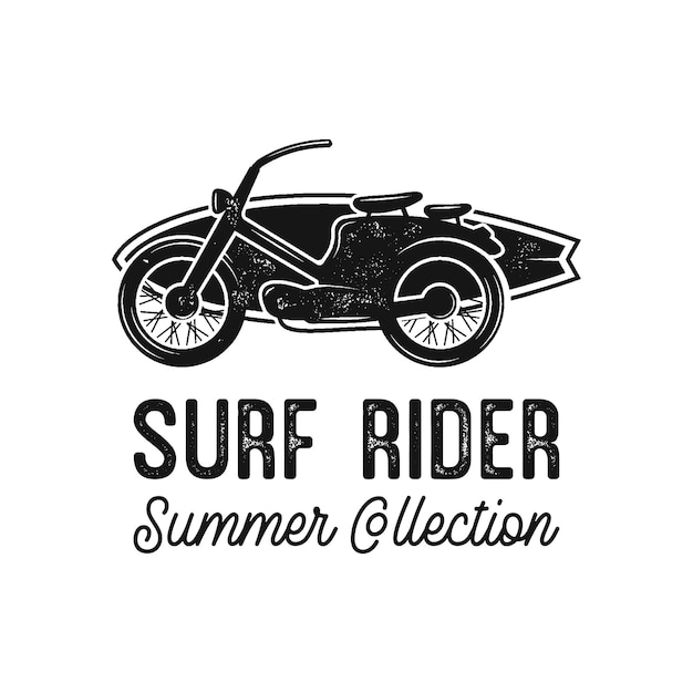 Tee graphic with motorbike and surfboard