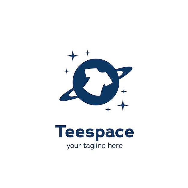 Tee tshirt planeet ruimte logo pictogram symbool eenvoudige vector