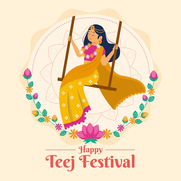 Teej festival illustration