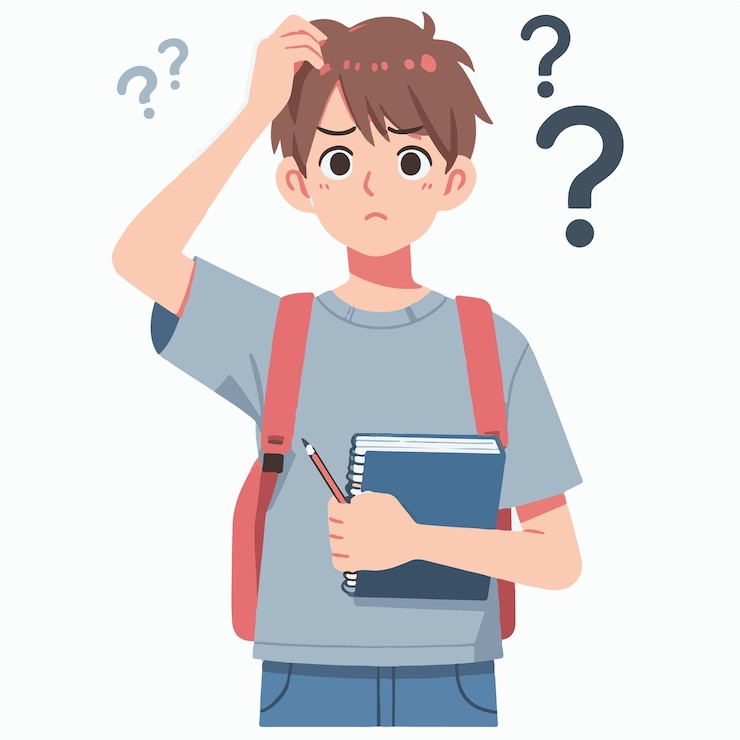 Vector teenage vector is confused by the simple and minimalist flat design style plain white background