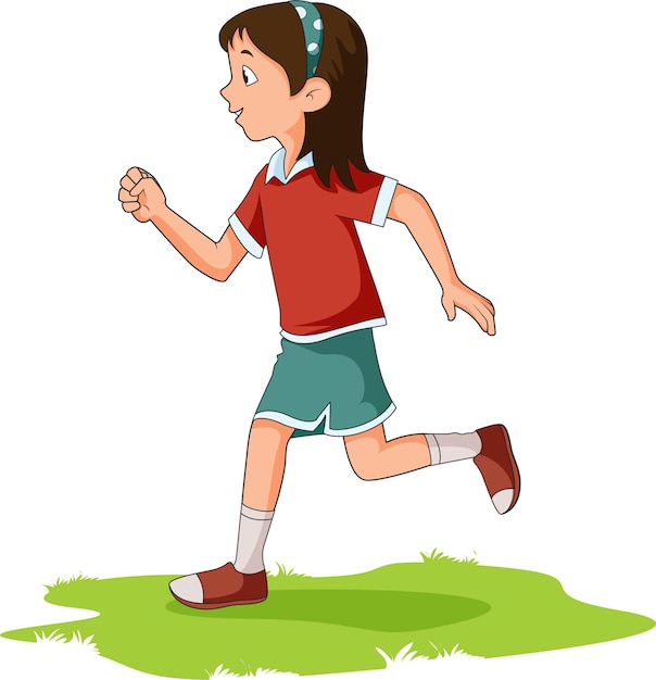 Vector teenager girl walking on an isolated background vector illustration
