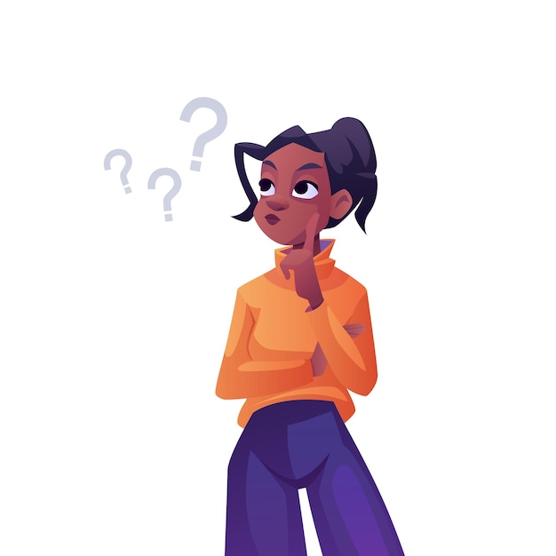 Vector teenager girl wondering posing questions vector