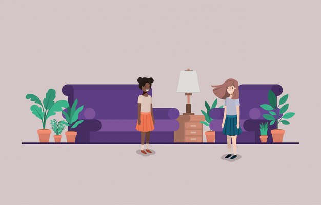 teenager girls in livingroom