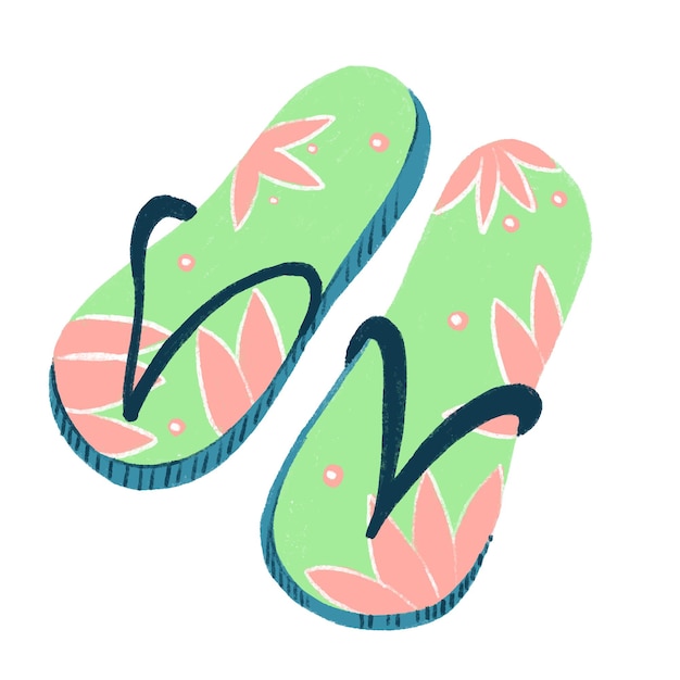 Teenslippers op een witte geïsoleerde achtergrond Vectorillustratie