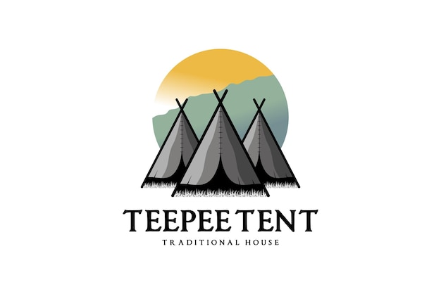 Teepee tent logo design traditional tent house symbol vector illustration