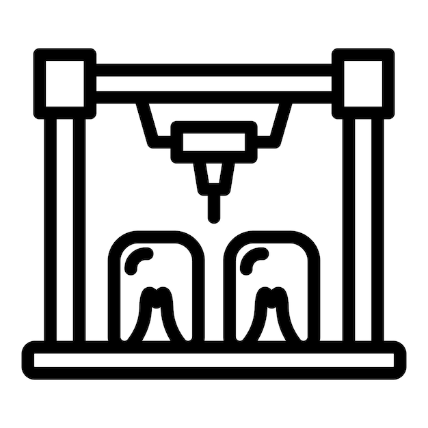 Значок биопечати зубов. Контур векторной иконки биопечати зубов для веб-дизайна, выделенной на белом фоне.