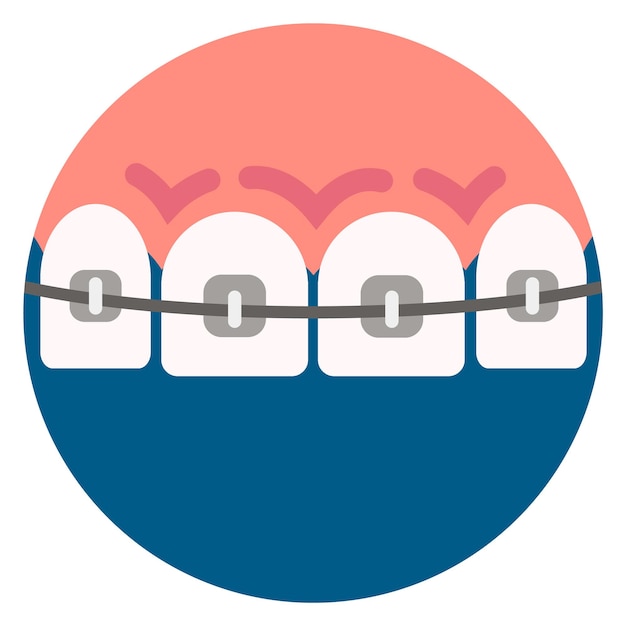 Vettore icona delle parentesi graffe logo del servizio di cure odontoiatriche