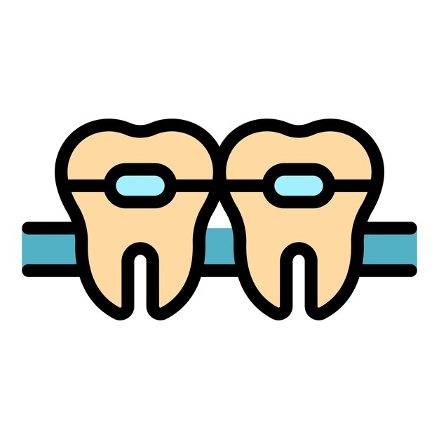 Vector teeth braces icon outline teeth braces vector icon color flat isolated