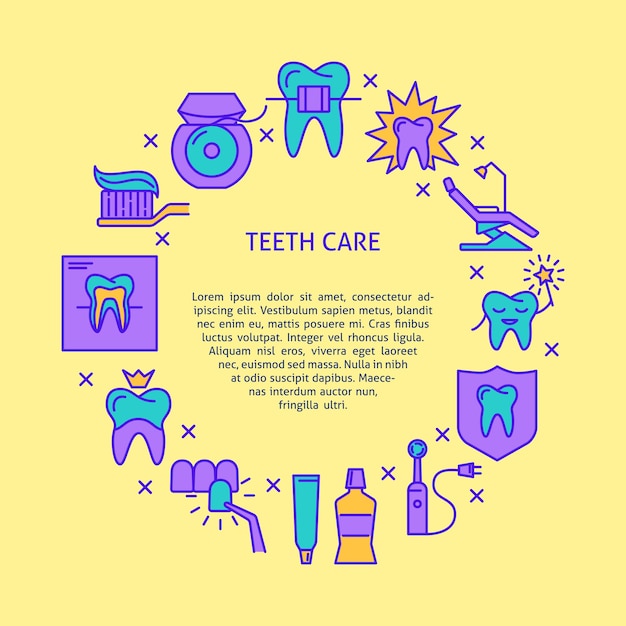 Teeth care round concept poster