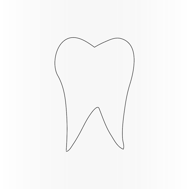 Vector teeth continuous one line drawing of outline vector illustration