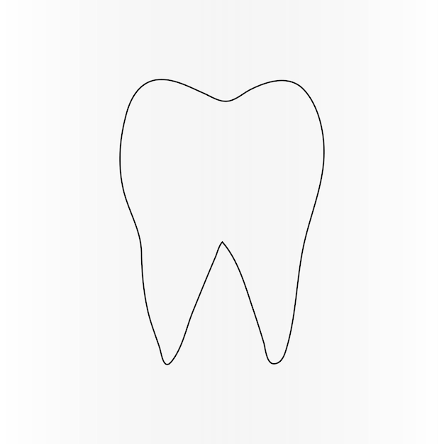 Teeth continuous one line drawing of outline vector illustration