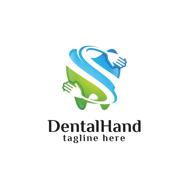 Teeth dental and care hand logo