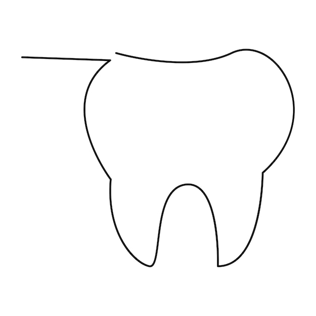 Vettore denti di una linea disegno artistico vettoriale a contorno continuo e semplici denti di una linea design minimalista