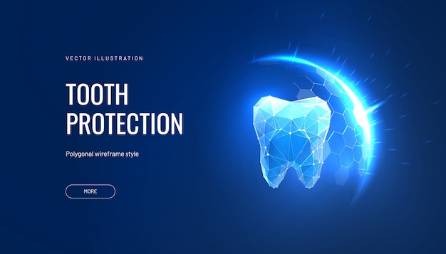 Vettore illustrazione futuristica di protezione dei denti in stile poligonale