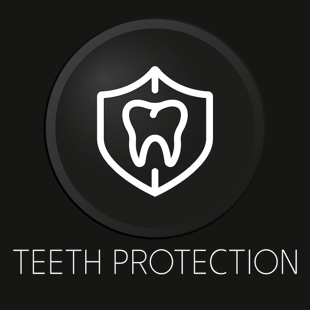 Teeth protection minimal vector line icon on 3D button isolated on black background Premium Vector