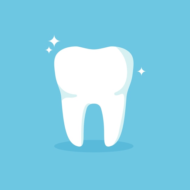 파란색 배경 구강 위생 치아 청소 치과 건강 개념에 고립 된 치아 벡터 아이콘