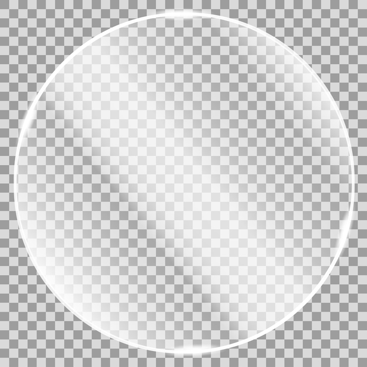 Vector tegel rond glas, realistisch transparant glas, raam. lichteffect met schittering en licht. mooie realistische reflectie. vector