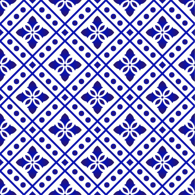 Tegelpatroon blauw en wit