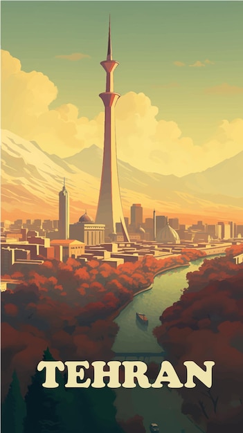 Vector teheran retro poster