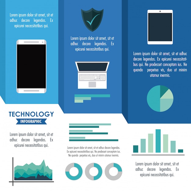 Vector tehnology infographic with statistics and elements