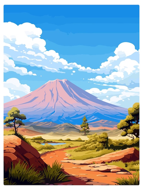 Teide national park spain vintage travel poster souvenir postcard portrait painting wpa illustration