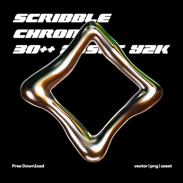 Teken icoon chroom vector asset bundle 3D scribble y2k download ornament abstract gratis