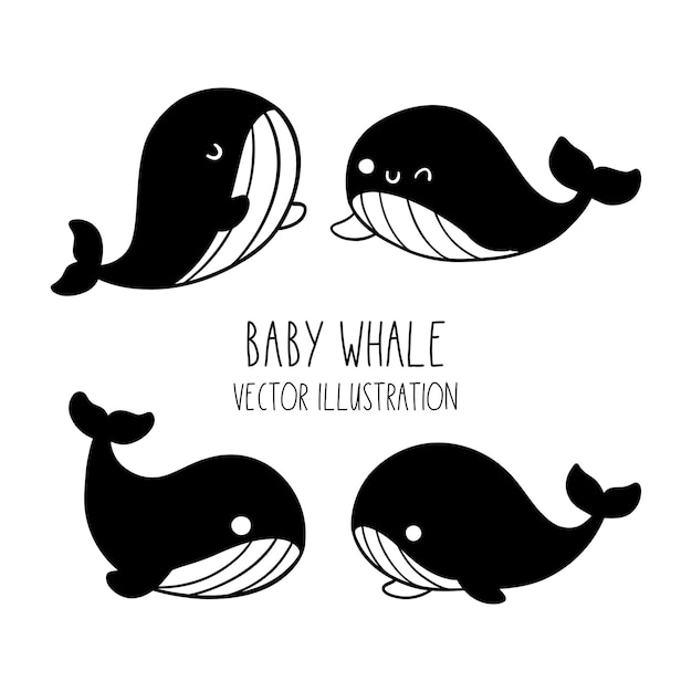 Vector teken silhouet schattige babywalvis snijbestand afdrukbaar voor kindershirt