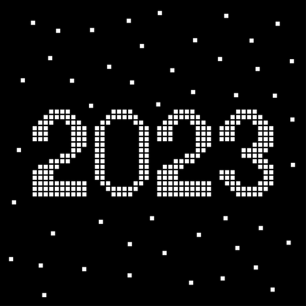 Teken van het jaar 2023 met hex pixelraster.