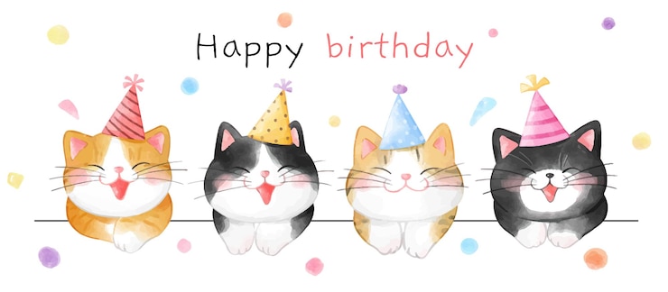 Teken vector illustratie karakter ontwerp banner grappig voor verjaardag Aquarel stijl