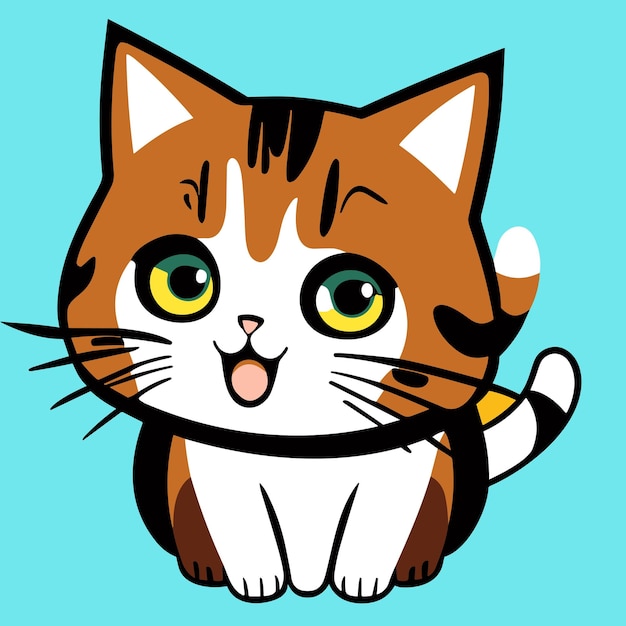 Teken vector illustratie karakter ontwerp sticker grappige kat cartoon stijl kunst en illustratie