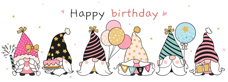 Vector teken verjaardag kabouter doodle cartoon stijl cartoon