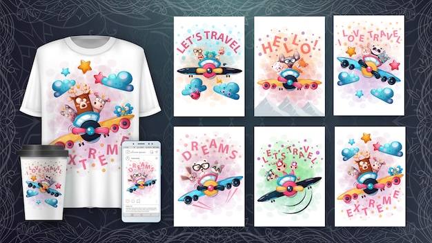 Tekenfilm dieren poster en merchandising