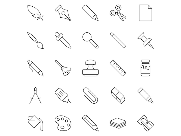 Tekengereedschap Vector Flat Icons Pack