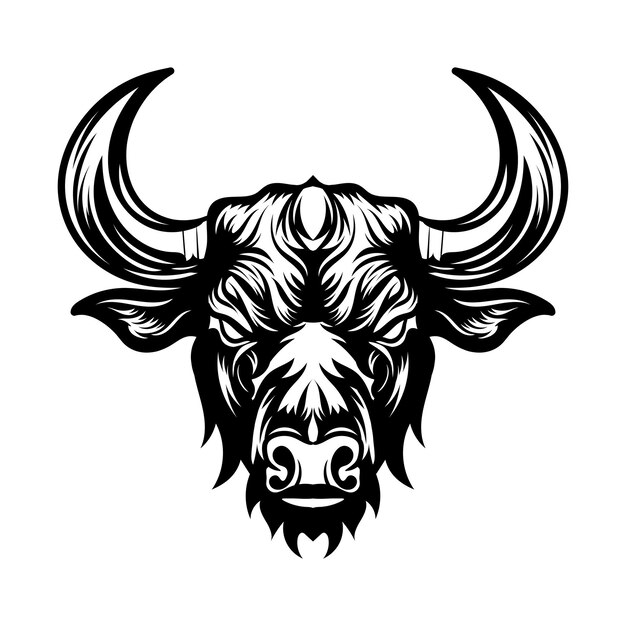 Tekening art Bull hoofd geïsoleerd op witte achtergrond element voor tatoeages poster tshirt embleem teken