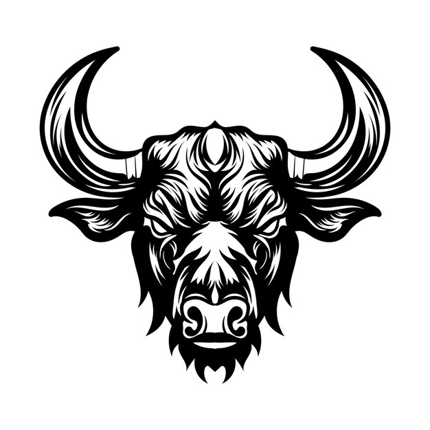 Tekening art Bull hoofd geïsoleerd op witte achtergrond element voor tatoeages poster tshirt embleem teken